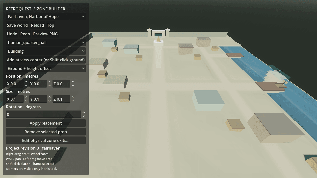 An actual earlier Godot Fairhaven Zone Builder development screenshot