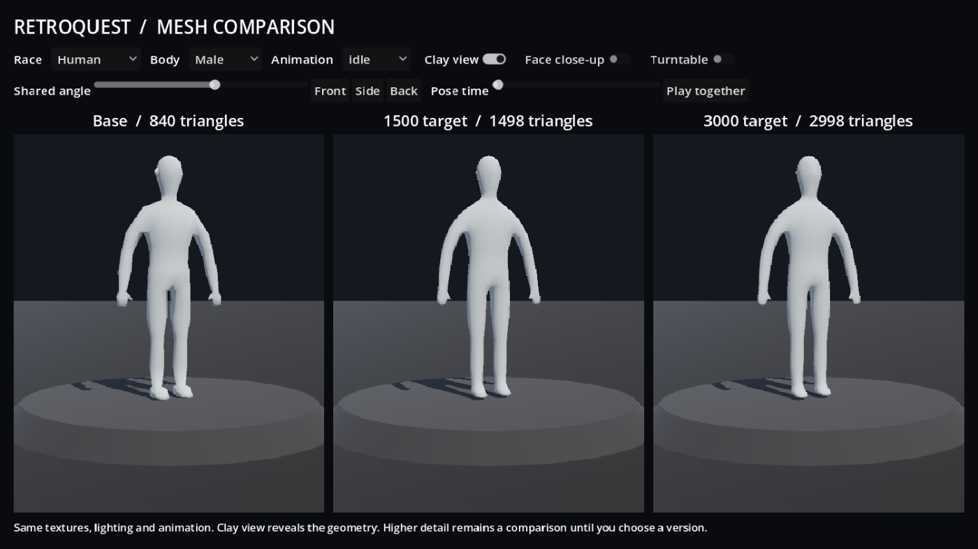 Two versions of the same character model side by side